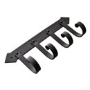 Artesano Iron Works [AIW-H4-C-SB] Wrought Iron Hanging Hook Rack - 4 Hooks - Flat Bar w/ Scroll - Semi-Matte Black Finish - 14" L