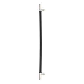 Atlas Homewares [AP05-BL-CH] Die Cast Zinc Appliance/Door Pull Handle - Zanzibar Series - Black Leather - Polished Chrome Finish - 17" C/C - 19 13/16" L