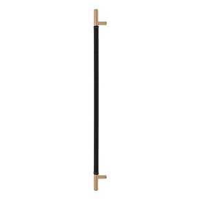 Atlas Homewares [AP05-BL-WB] Die Cast Zinc Appliance/Door Pull Handle - Zanzibar Series - Black Leather - Warm Brass Finish - 17" C/C - 19 13/16" L