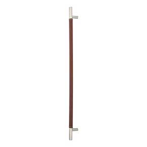 Atlas Homewares [AP05-OW-BRN] Die Cast Zinc Appliance/Door Pull Handle - Zanzibar Series - Brown Leather - Brushed Nickel Finish - 17" C/C - 19 13/16" L