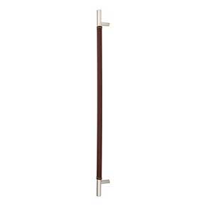 Atlas Homewares [AP05-OW-CH] Die Cast Zinc Appliance/Door Pull Handle - Zanzibar Series - Brown Leather - Polished Chrome Finish - 17" C/C - 19 13/16" L