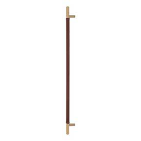 Atlas Homewares [AP05-OW-WB] Die Cast Zinc Appliance/Door Pull Handle - Zanzibar Series - Brown Leather - Warm Brass Finish - 17" C/C - 19 13/16" L