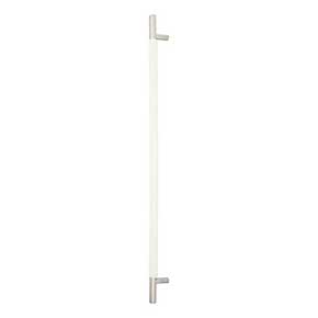 Atlas Homewares [AP05-WT-BRN] Die Cast Zinc Appliance/Door Pull Handle - Zanzibar Series - White Leather - Brushed Nickel Finish - 17" C/C - 19 13/16" L
