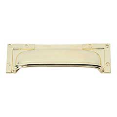 Atlas Homewares [382-PB] Die Cast Zinc Cabinet Cup Pull - Campaign Series - Polished Brass Finish - 3 3/4" C/C - 5" L