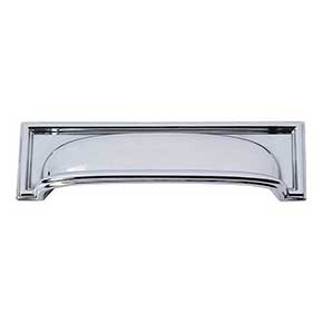 Atlas Homewares [383-CH] Die Cast Zinc Cabinet Cup Pull - Campaign Series - Polished Chrome Finish - 3 3/4" C/C - 5" L