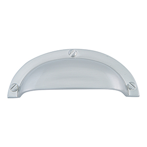 Atlas Homewares [A818-BN] Die Cast Zinc Cabinet Cup Pull - Round & Bin Cup Series - Brushed Nickel Finish - 2 1/2" C/C - 3 3/4" L