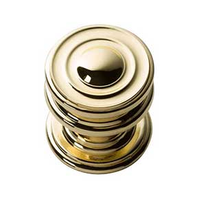 Atlas Homewares [376-PB] Die Cast Zinc Cabinet Knob - Campaign Series - Polished Brass Finish - 1 1/4" Dia.