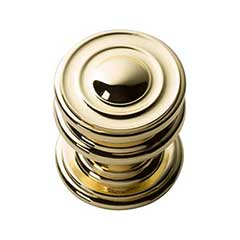 Atlas Homewares [376-PB] Die Cast Zinc Cabinet Knob - Campaign Series - Polished Brass Finish - 1 1/4&quot; Dia.