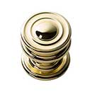 Atlas Homewares [376-PB] Die Cast Zinc Cabinet Knob - Campaign Series - Polished Brass Finish - 1 1/4" Dia.