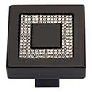 Atlas Homewares [3192-BL] Aluminum Cabinet Knob - Crystal Series - Clear Insert - Matte Black Finish - 1 3/8" Sq.