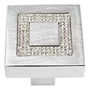 Atlas Homewares [3192-MC] Aluminum Cabinet Knob - Crystal Series - Clear Insert - Matte Chrome Finish - 1 3/8" Sq.