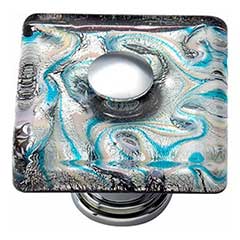 Atlas Homewares [3203-CH] Glass Cabinet Knob - Dream Glass Series - Galaxy - Polished Chrome Finish - 1 1/2&quot; Sq.