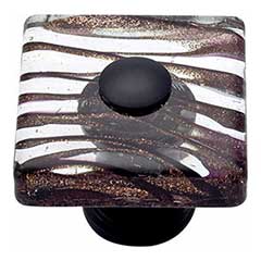 Atlas Homewares [3205-O] Glass Cabinet Knob - Dream Glass Series - Milky Way - Aged Bronze Finish - 1 1/2&quot; Sq.