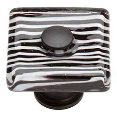 Atlas Homewares [3223-BL] Glass Cabinet Knob - Dream Glass Series - Zebra - Matte Black Finish - 1 1/2&quot; Sq.