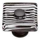 Atlas Homewares [3223-BL] Glass Cabinet Knob - Dream Glass Series - Zebra - Matte Black Finish - 1 1/2" Sq.