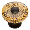 Atlas Homewares [3231-BL] Glass Cabinet Knob - Dream Glass Series - Cheetah - Matte Black Finish - 1 1/2&quot; Dia.