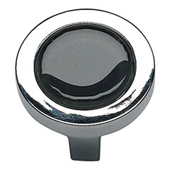 Atlas Homewares [229-BLK-CH] Die Cast Zinc Cabinet Knob - Spa Series - Black Glass - Polished Chrome Finish - 1 1/4&quot; Dia.