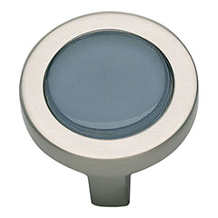 Atlas Homewares [229-BLU-BRN] Die Cast Zinc Cabinet Knob - Spa Series - Blue Glass - Brushed Nickel Finish - 1 1/4&quot; Dia.