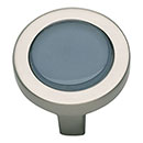 Atlas Homewares [229-BLU-BRN] Die Cast Zinc Cabinet Knob - Spa Series - Blue Glass - Brushed Nickel Finish - 1 1/4" Dia.