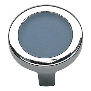 Atlas Homewares [229-BLU-CH] Die Cast Zinc Cabinet Knob - Spa Series - Blue Glass - Polished Chrome Finish - 1 1/4" Dia.
