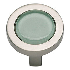 Atlas Homewares [229-GR-BRN] Die Cast Zinc Cabinet Knob - Spa Series - Green Glass - Brushed Nickel Finish - 1 1/4&quot; Dia.