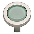 Atlas Homewares [229-GR-BRN] Die Cast Zinc Cabinet Knob - Spa Series - Green Glass - Brushed Nickel Finish - 1 1/4" Dia.