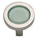 Atlas Homewares [229-GR-BRN] Die Cast Zinc Cabinet Knob - Spa Series - Green Glass - Brushed Nickel Finish - 1 1/4&quot; Dia.