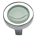 Atlas Homewares [229-GR-CH] Die Cast Zinc Cabinet Knob - Spa Series - Green Glass - Polished Chrome Finish - 1 1/4&quot; Dia.