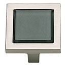 Atlas Homewares [230-BLK-BRN] Die Cast Zinc Cabinet Knob - Spa Series - Black Glass - Brushed Nickel Finish - 1 3/8" Sq.