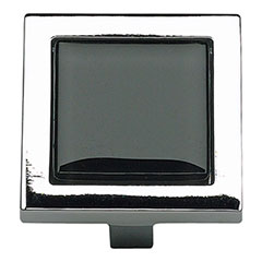 Atlas Homewares [230-BLK-CH] Die Cast Zinc Cabinet Knob - Spa Series - Black Glass - Polished Chrome Finish - 1 3/8&quot; Sq.