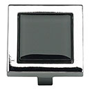 Atlas Homewares [230-BLK-CH] Die Cast Zinc Cabinet Knob - Spa Series - Black Glass - Polished Chrome Finish - 1 3/8" Sq.