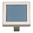 Atlas Homewares [230-BLU-BRN] Die Cast Zinc Cabinet Knob - Spa Series - Blue Glass - Brushed Nickel Finish - 1 3/8" Sq.