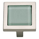 Atlas Homewares [230-GR-BRN] Die Cast Zinc Cabinet Knob - Spa Series - Green Glass - Brushed Nickel Finish - 1 3/8" Sq.