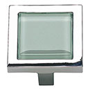 Atlas Homewares [230-GR-CH] Die Cast Zinc Cabinet Knob - Spa Series - Green Glass - Polished Chrome Finish - 1 3/8" Sq.