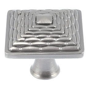 Atlas Homewares [237-BRN] Die Cast Zinc Cabinet Knob - Mandalay Series - Brushed Nickel Finish - 1 1/4" Sq.