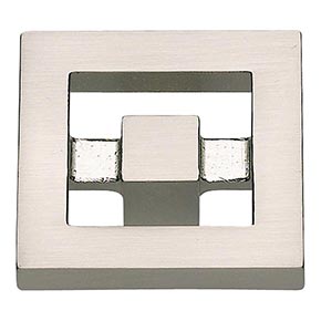 Atlas Homewares [260-BRN] Die Cast Zinc Cabinet Knob - Nobu Series - Brushed Nickel Finish - 1 3/8" Sq.