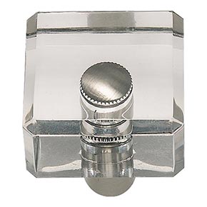 Atlas Homewares [3145-BRN] Lucite Cabinet Knob - Optimism Series - Clear - Brushed Nickel Stem Finish - 1 1/4" Sq.