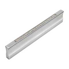 Atlas Homewares [3202-MC] Aluminum Cabinet Pull Handle - Crystal Series - Oversized - Clear Insert - Matte Chrome Finish - 5 1/16&quot; C/C - 5 3/8&quot; L