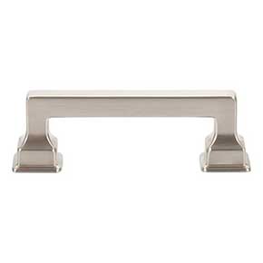 Atlas Homewares [A621-BRN] Die Cast Zinc Cabinet Pull Handle - Erika Series - Standard Size - Brushed Nickel Finish - 3" C/C - 3 7/8" L