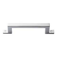 Atlas Homewares [384-CH] Die Cast Zinc Cabinet Pull Handle - Campaign Series - Standard Size - Polished Chrome Finish - 3&quot; C/C - 4 3/16&quot; L