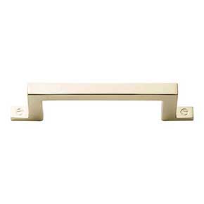 Atlas Homewares [384-PB] Die Cast Zinc Cabinet Pull Handle - Campaign Series - Standard Size - Polished Brass Finish - 3" C/C - 4 3/16" L