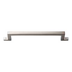 Atlas Homewares [386-BRN] Die Cast Zinc Cabinet Pull Handle - Campaign Series - Oversized - Brushed Nickel Finish - 5 1/16&quot; C/C - 6 3/16&quot; L