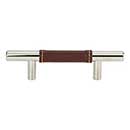 Atlas Homewares [280-OW-CH] Die Cast Zinc Cabinet Pull Handle - Zanzibar Series - Standard Size - Brown Leather - Polished Chrome Finish - 3" C/C - 5 3/8" L