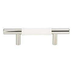 Atlas Homewares [280-WT-CH] Die Cast Zinc Cabinet Pull Handle - Zanzibar Series - Standard Size - White Leather - Polished Chrome Finish - 3&quot; C/C - 5 3/8&quot; L