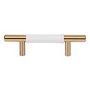 Atlas Homewares [280-WT-WB] Die Cast Zinc Cabinet Pull Handle - Zanzibar Series - Standard Size - White Leather - Warm Brass Finish - 3&quot; C/C - 5 3/8&quot; L