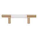 Atlas Homewares [280-WT-WB] Die Cast Zinc Cabinet Pull Handle - Zanzibar Series - Standard Size - White Leather - Warm Brass Finish - 3&quot; C/C - 5 3/8&quot; L