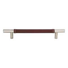 Atlas Homewares [281-OW-BRN] Die Cast Zinc Cabinet Pull Handle - Zanzibar Series - Oversized - Brown Leather - Brushed Nickel Finish - 6 5/16&quot; C/C - 8 11/16&quot; L