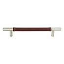 Atlas Homewares [281-OW-BRN] Die Cast Zinc Cabinet Pull Handle - Zanzibar Series - Oversized - Brown Leather - Brushed Nickel Finish - 6 5/16&quot; C/C - 8 11/16&quot; L