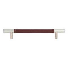 Atlas Homewares [281-OW-CH] Die Cast Zinc Cabinet Pull Handle - Zanzibar Series - Oversized - Brown Leather - Polished Chrome Finish - 6 5/16&quot; C/C - 8 11/16&quot; L