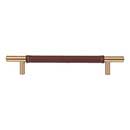 Atlas Homewares [281-OW-WB] Die Cast Zinc Cabinet Pull Handle - Zanzibar Series - Oversized - Brown Leather - Warm Brass Finish - 6 5/16&quot; C/C - 8 11/16&quot; L